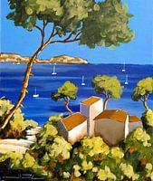 Kleiner sonniger Pfad, der zum Mittelmeer führt