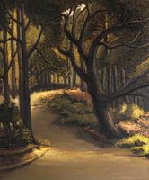 Wanderwege im Calmeynbos in De Panne - Öl auf Leinwand