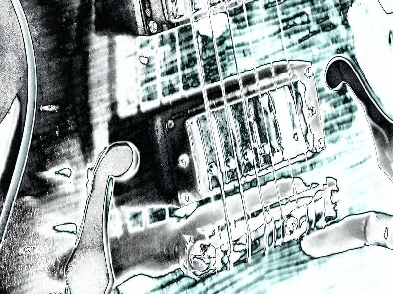 Abstract close-up semi-acoustic guitar by Maurice Dawson