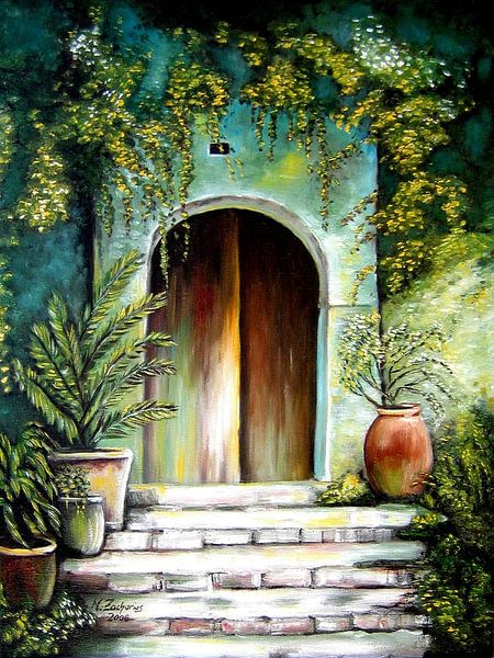 Mediterrane Terrasse - Malerei von Marita Zacharias