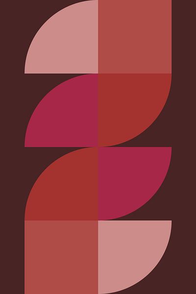 Abstracte geometrische kunst in retrostijl in roze, terra, bruin nr. 2 van Dina Dankers