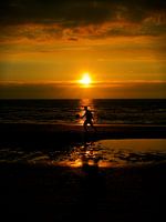 Spel bij ondergaande zon