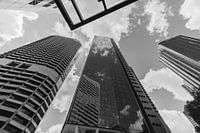 Skyscrapers from below (black and white)