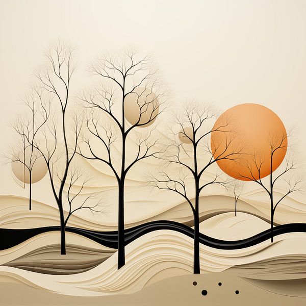 Abstract landschap van Koffie Zwart