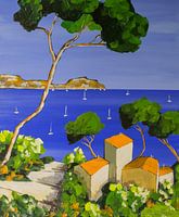 Kleiner sonniger Pfad, der zum Mittelmeer führt