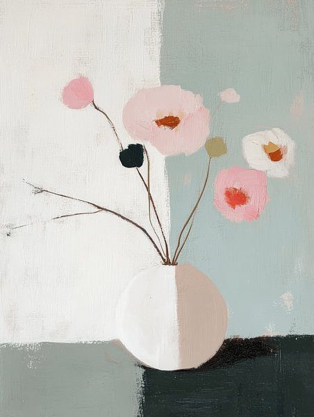 Modern still life with flowers by Japandi Art Studio