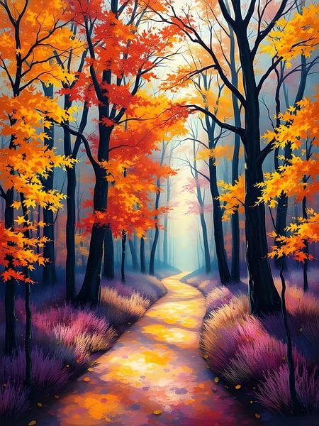 Goldener Pfad durch Herbstwälder von Artistic