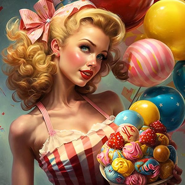 Vintage, the candy girl 3 by Carla van Zomeren