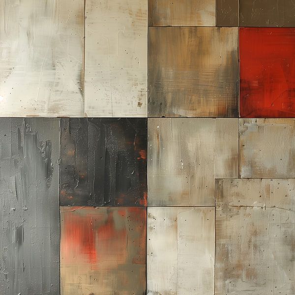 Industrial Abstraction with Red Accent and Textures by Color Square