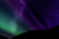 Aurora borealis and galaxy