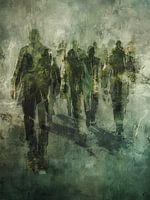 Ombres dans la brume - Mystérieuse œuvre d'art abstraite figurative