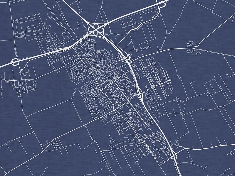 Karte von Heerenveen in Königsblau von De Kaartenwinkel