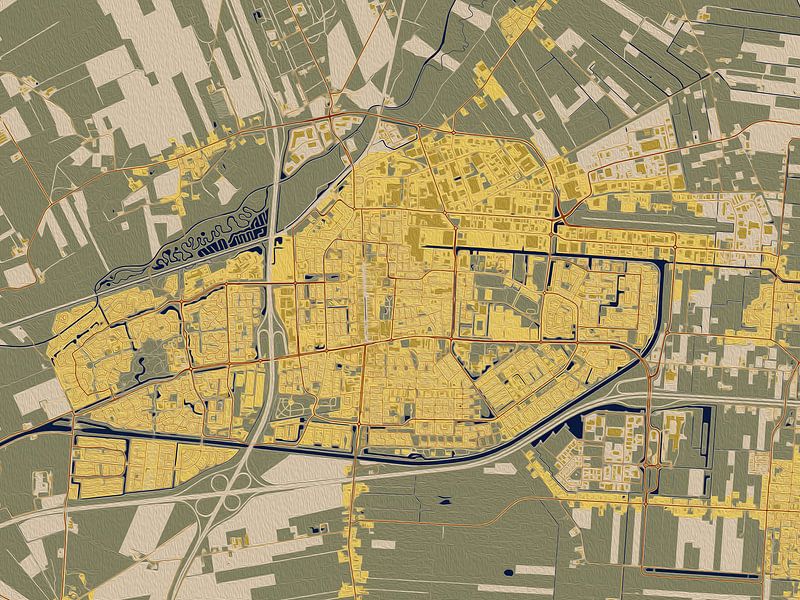 Map of Hoogeveen in the style of Gustav Klimt by Maporia