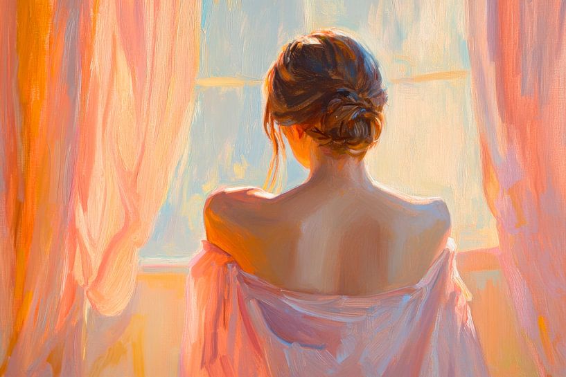 Fensterblick Morgenlicht von Poster Art Shop