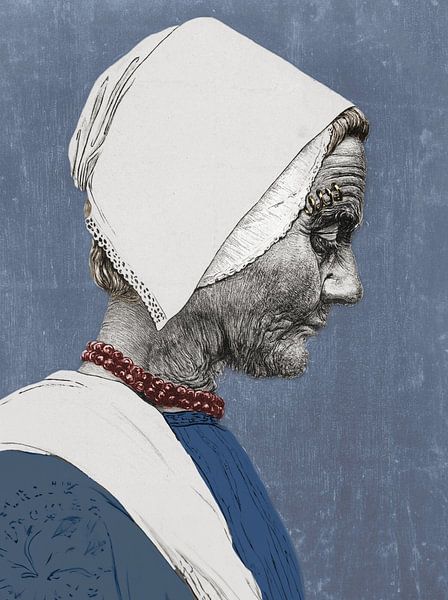 Signiertes Porträt einer seeländischen Frau in Tracht von Affect Fotografie