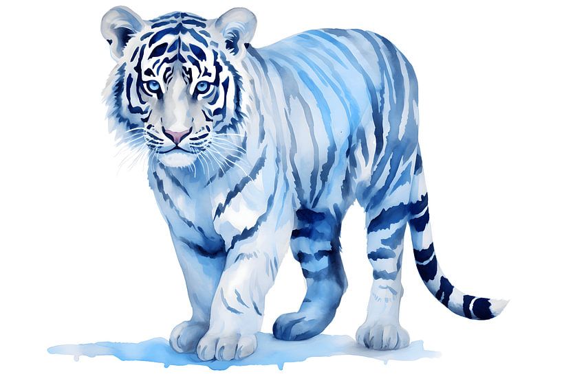 Tiger in Blau von NJ Midnight Studio
