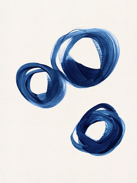 Strokes 8B | 3 Indigo Enso Circles par Menega Sabidussi