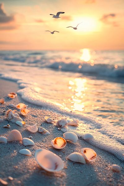 Plage au coucher du soleil par Poster Art Shop
