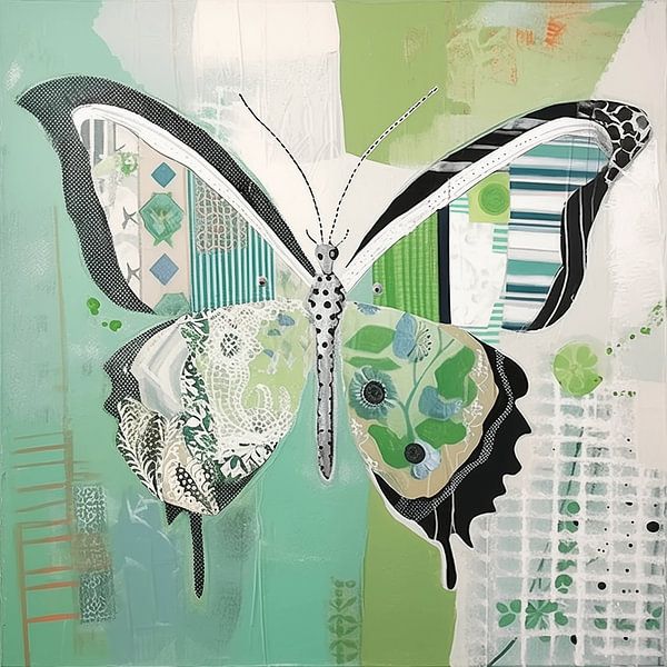 Stilistischer Schmetterling in Grüntönen von Color Square