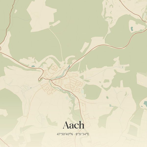 Carte d'époque de Aach, Allemagne par Affiches de lieux