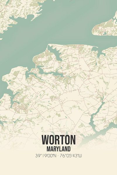 Alte Karte von Worton (Maryland), USA. von Ortsdrucke