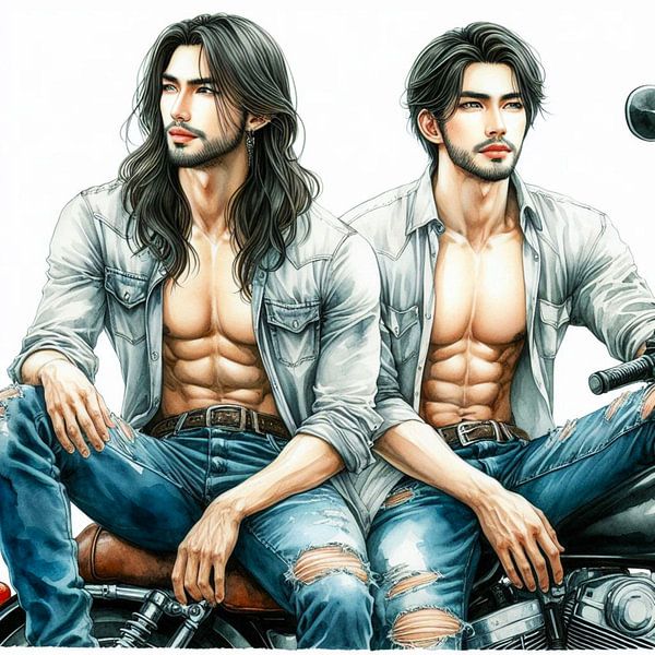 2 mannen op een motor van Bernhard Karssies