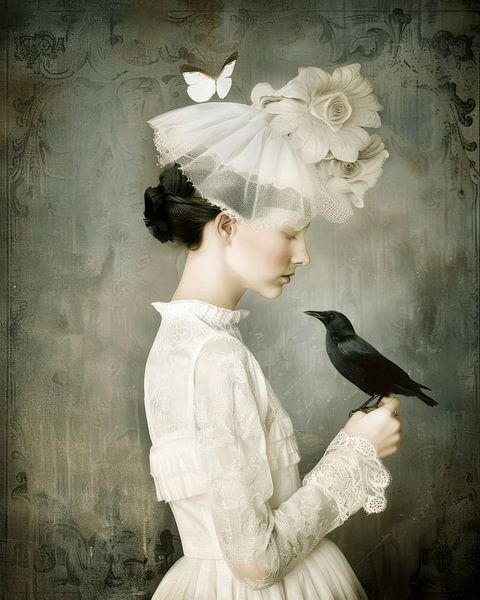 Fine Art Portrait &quot;Das Mädchen mit dem Vogel und dem Schmetterling&quot; von Carla Van Iersel