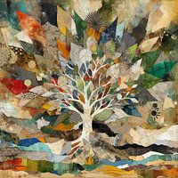 Collage Baum mit Laub