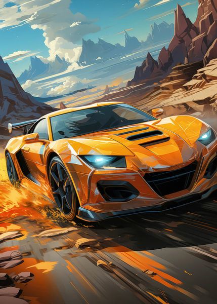 Orange Rally Sports Car by John Dan