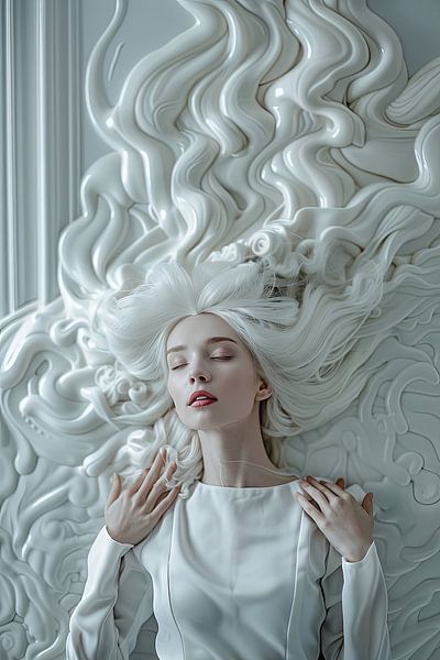 woman with dynamic milk hairdo by Egon Zitter