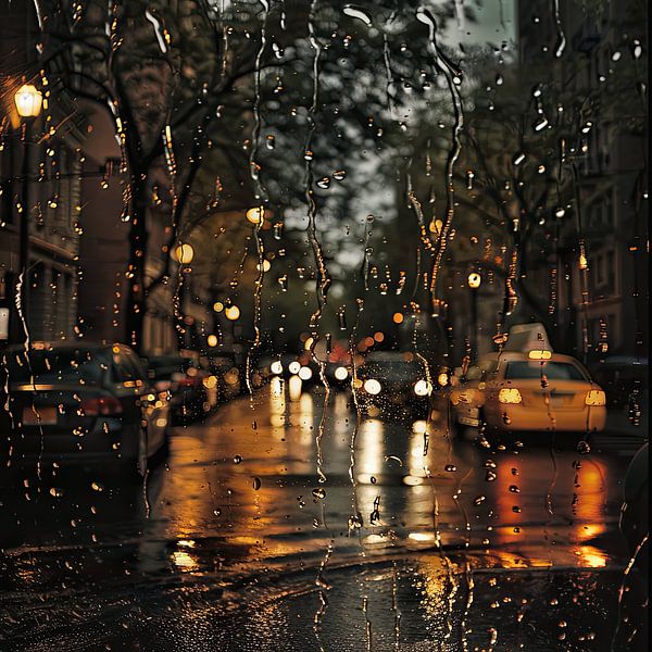 Ein regnerischer Tag in New York City von Vlindertuin-Art