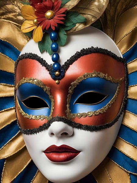 Een vrouw met een carnavalsmasker van 1xMerch