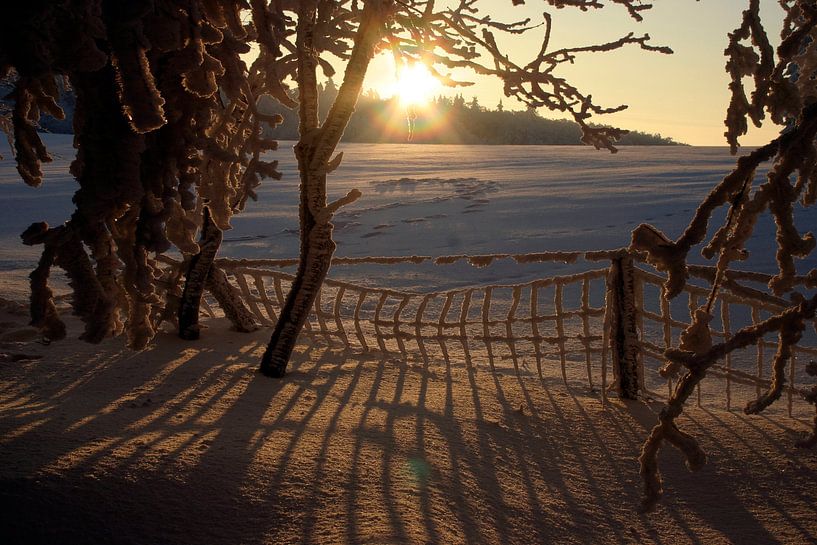 Sonnenuntergang in der Rhön am Kreuzberg im Winter von Martin Flechsig