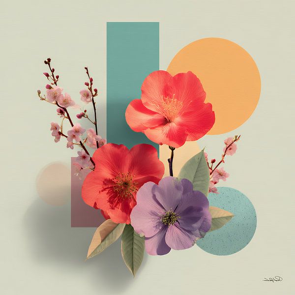 Abstract with flowers by Gelissen Artworks