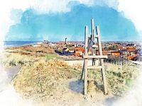 Aquarelle de Domburg avec chevalet
