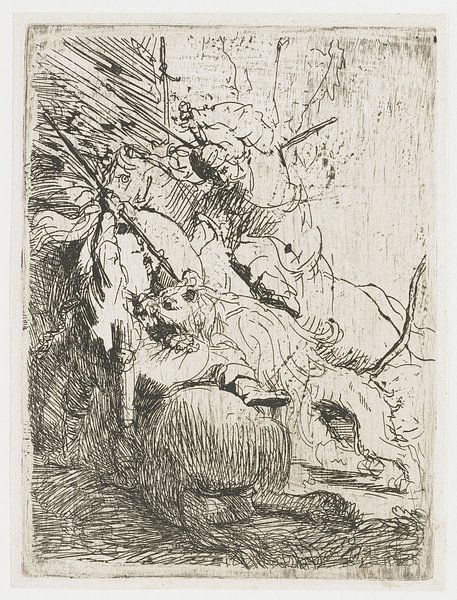 The little lion hunt: with one lion, Rembrandt van Rijn by Ed z'n Schets