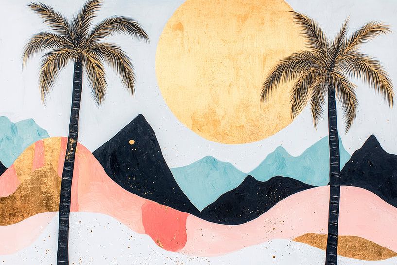 Tropisches Paradies mit Goldsonne von Poster Art Shop