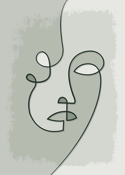 Porträt/Linienzeichnung grau/grün von Color Square