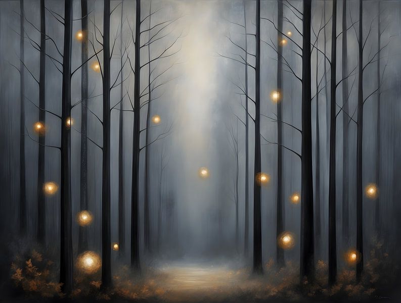 Amber Woodland Spirits - Mystical Forest Wall Decoration by Manuela Dekkers