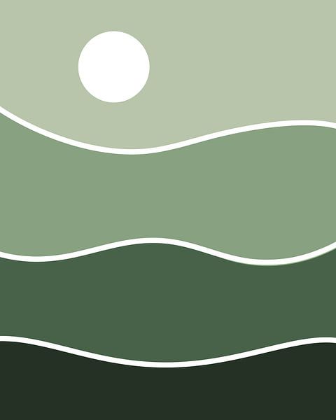 Minimalist mountains with sun by Studio Miloa