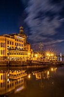Hotel Bellevue in Dordrecht in the evening