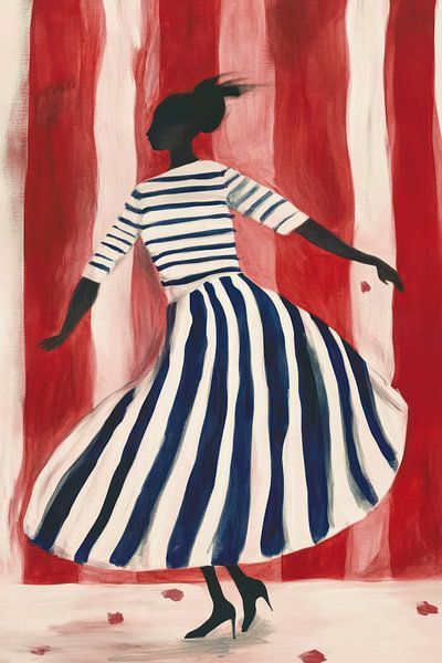 Tanzende Frau im blauen Kleid von Franka Poulain