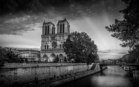 Notre Dame Sunset BW