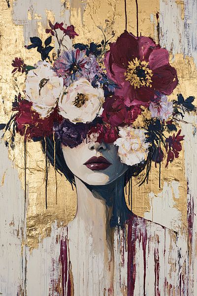 Frauenporträt mit Blumen von Imperial Art House