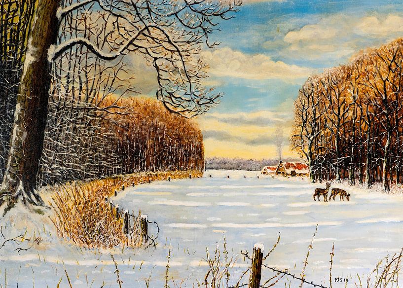 La tranquillité de la forêt en hiver par Pieter Johannes Schenk