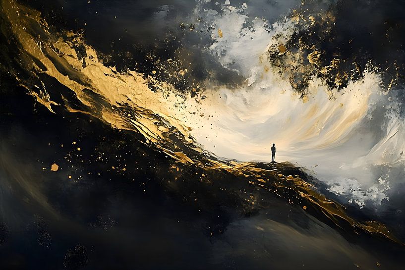 Painting Black Gold | Large Painting Living Room | Plexiglas Painting Black Gold by AiArtLand