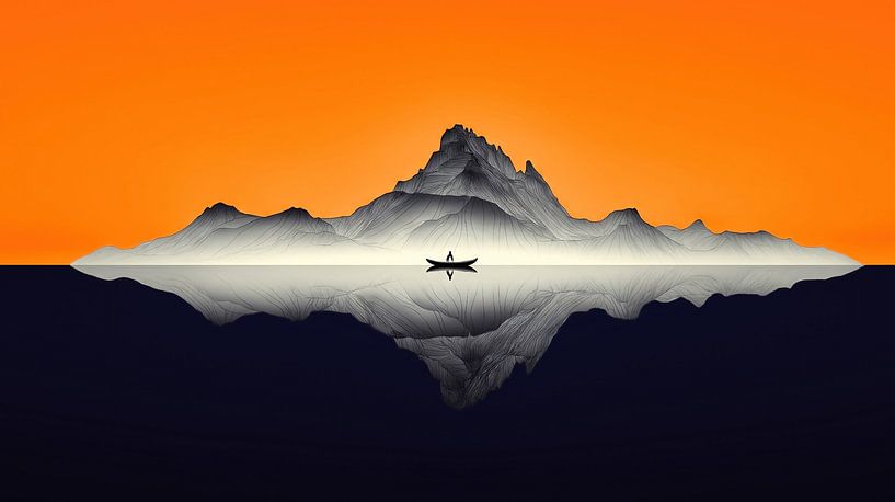 Rowers on a calm lake in the sunset by Frank Heinz