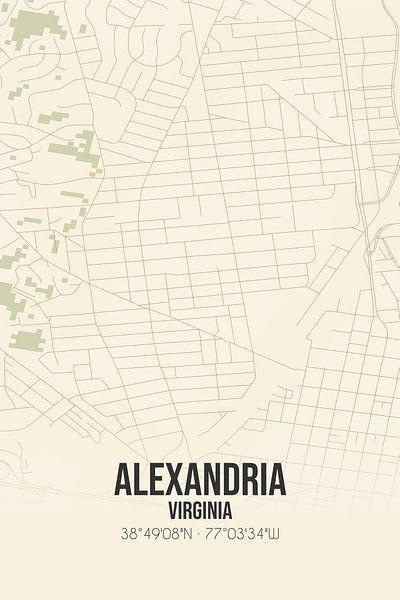 Alte Karte von Alexandria (Virginia), USA. von Ortsdrucke