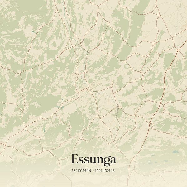 Alte Karte von Essunga, Schweden. von Ortsdrucke