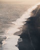 Tranquil sunset at black sand beach, Iceland